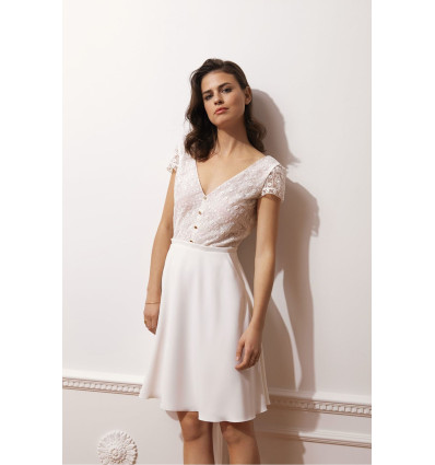 Lace short wedding dress Aristide - Maison Floret