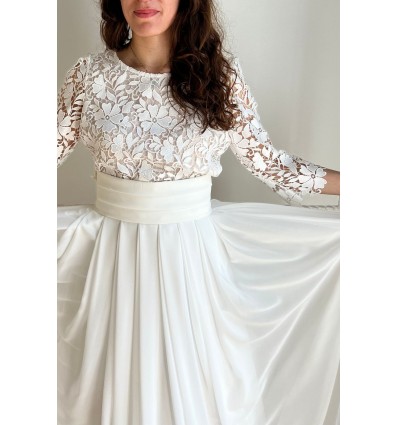 Crop top de mariée dentelle fleur d'oranger - Victoire Vermeulen