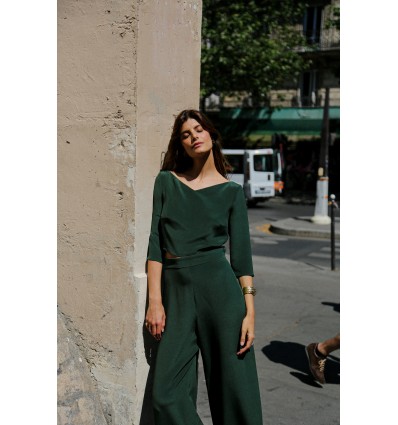 Green wedding guest top - Uni Paris