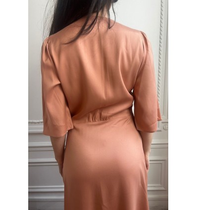 Nude midi wedding guest dress fontainebleau - Uni Paris