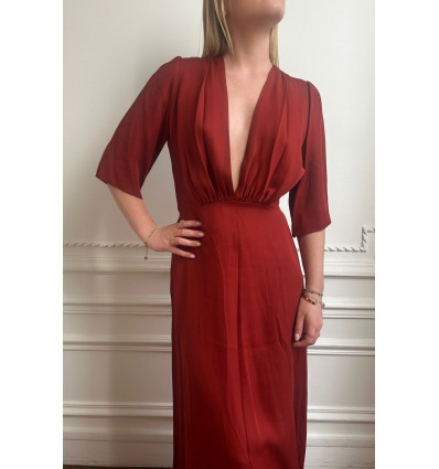 Brick coloured wedding guest dress Fontainebleau - Uni Paris